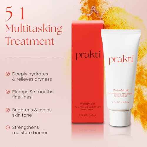 Prakti MahaMask Pampering Moisture Treatment, Deeply Hydrates, Firms, & Smooths Fine Lines with Antioxidants & Hyaluronic Acid, 2 fl.oz