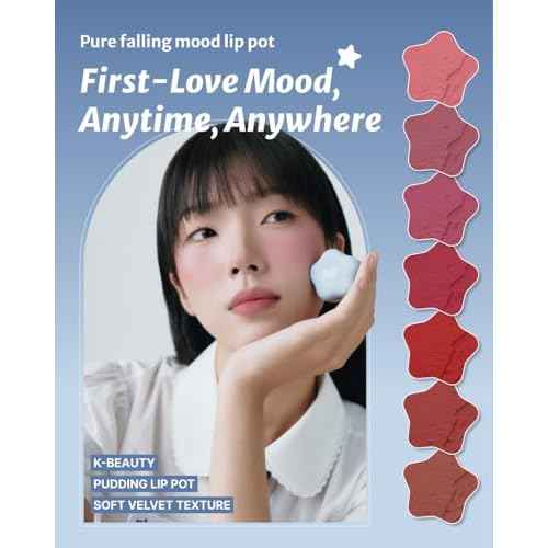 DEARMAY Pure Falling Mood Lip Pot No. 06 Cutest Pairs 0.23 Oz. Vegan Lip Stain Lip & Cheek Multi-Use Tint With Hydrating Formula for Smooth Soft Blend Without Dryness or Fine Lines, Korean Makeup