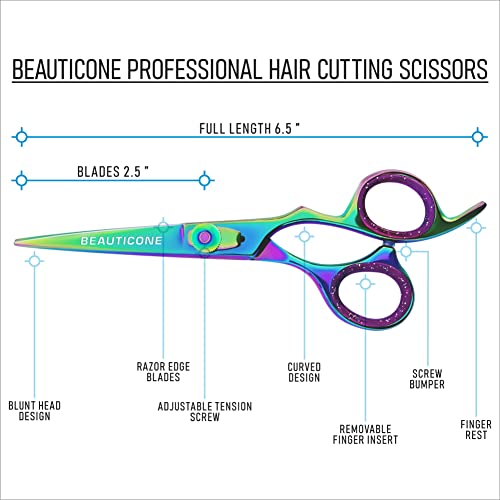 BEAUTICONE Hair Cutting Scissors | Professional Stainless Steel Barber Scissors/Shears | Hairdressing Scissors | Smooth & Sharp Edge Blades - Hair Scissors for Men/Women (Multi)