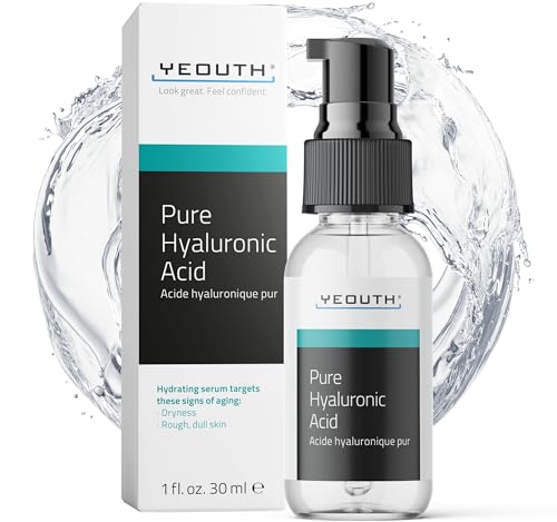 YEOUTH Pure Hyaluronic Acid Serum for Face 100%, Hydrating Serum for Dull Skin, Moisturizing Serum, Hyaluronic Serum for Face for Women & Men 1oz