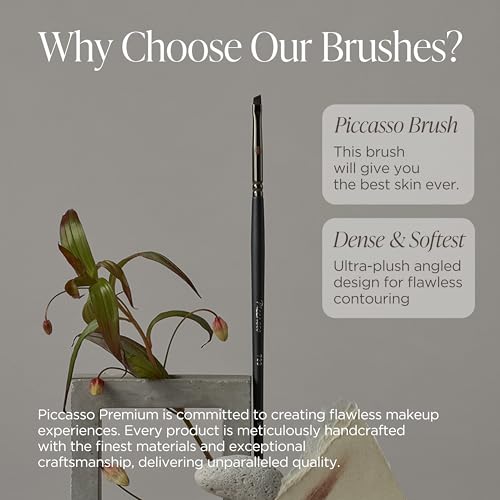 Piccasso 722 Angled Eyeliner Brush ? Thin Flat Eyeliner Brush for Precise Eye Makeup, Ideal Eyeliner Tool for Liquid Eyeliner, Gel, and Powder ? Professional Eyeshadow and Facial Brush