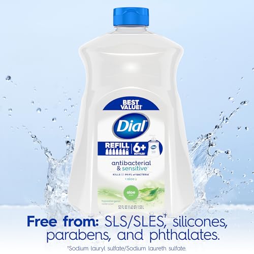 Dial Liquid Hand Soap Refill, Aloe, 52 Fluid Oz (Pack of 3)