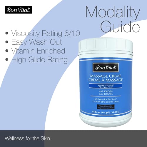 Bon Vital' Multi-Purpose Massage Cr?me, Professional Massage Cream with Aloe Vera to Relax Sore Muscles, Increase Circulation & Repair Dry Skin, Full Body Massage Moisturizer Cream, 1/2 Gallon Jar