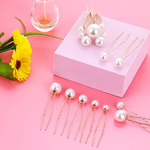 Lusofie 36Pcs Hair Pins with Pearls for Women and Girls - Bridal and Wedding Hairstyles Pearl Bobby Pins (6 Sizes)