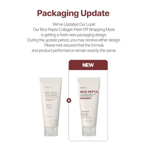 NACIFIC Rice Pepta Collagen Peel-Off Wrapping Mask 2.46oz 70g, Facial Mask Pack, Firming, Elasticity, Pore Minimizing, Glowy Glass Skin, Korean Skincare