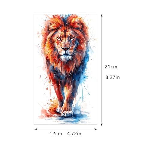 GLARYYEARS Temporary Tattoos for Men, 24-Pack Large Fake Tattoos, Long-lasting Animal Tattoos, Wolf Lion Snake Design Variety Pack Realistic Tattoos 3D, Cool on Half Arm Leg Back Body