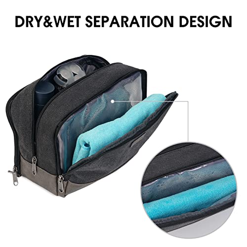 WANDF Travel Toiletry Bag with Wet Compartment & Hanging Hook
