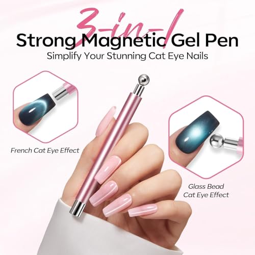 Modelones 5-Piece Cat Eye Nail Magnet Tool Set for Gel Polish Effects