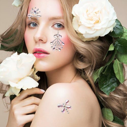 Face Gem Stickers - 6 Sheets Diamond Rhinestone Forehead Stickers
