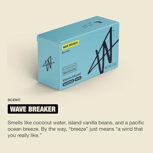 W by Jake Paul Bar Soap for Men, Hydrating, Moisturizing, Vitamin-Infused, Wave Breaker, 5 oz (Pack of 3)