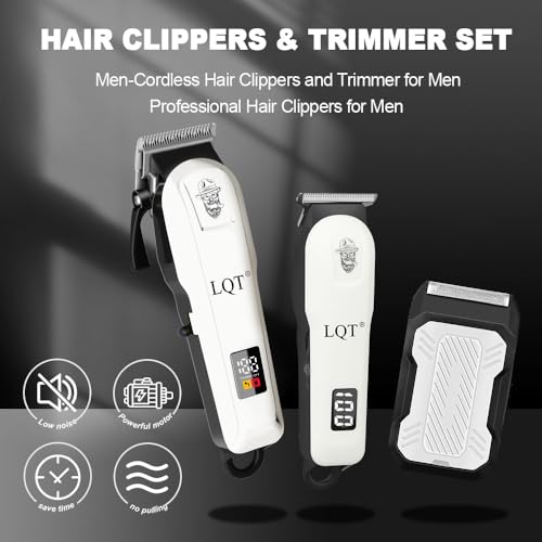 Hair Clippers for Men, Professional Barber Clippers and Trimmer Set, Mens Cordless Clipper, 3 pcs setHair Cutting Kit for Men