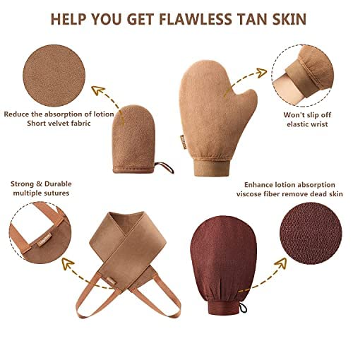 Self Tanning Mitt Applicator - Tanning Mitts Self Tanner Mitt Applicator 4 In1 Set, Tanning Glove for Self Tan Mitt Applicator, Self Tanner Mit Self Tan Mit Applicator Sunless Tanner Mitt Tanner Glove