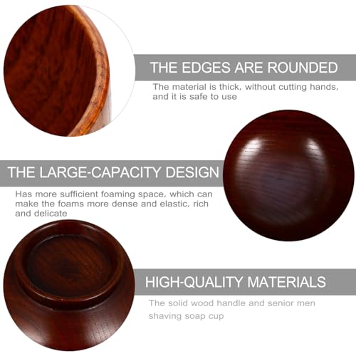 Mipcase Wooden Shaving Soap Bowl for Men Durable Thick Shave Mug with Smooth Polished Surface Comfortable Handle 3.74 X 3.74 X 2.75 Inch Shaving Accessory