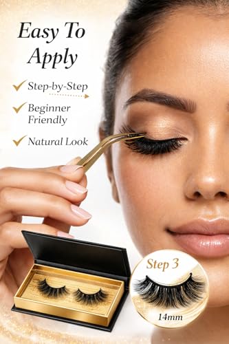 14mm Faux Mink Lashes - Reusable 3D Natural Look