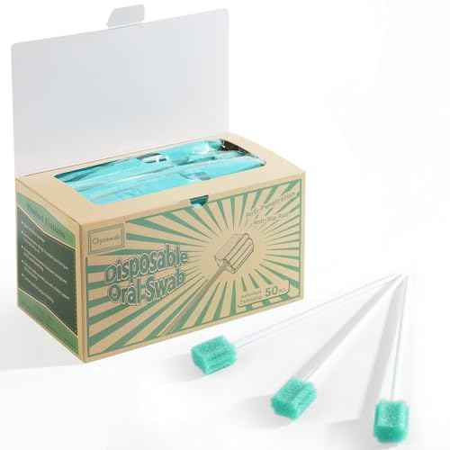 (50 Pack) Safety Anti-Penetration Gum-Protective Mouth Swabs for Elderly, Gum Cleaning, Anti-slip Rod. Higher Density Sponge Non-Detaching Sponge. Individually Wrapped 50 Counts (Unflavored)