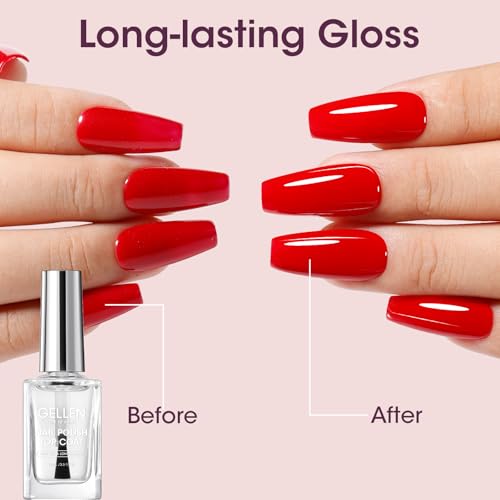 GELLEN Clear Nail Polish Top Coat | No Lamp Needed, 7-Day Wear
