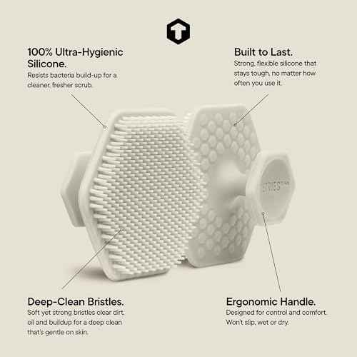TOOLETRIES Men's Face Scrubber - Premium Silicone Facial Cleansing Brush, Gentle Exfoliator Pad & Soft-Touch Massager - Removes Dead & Dry Skin - Long Lasting Shower Accessories - Sand