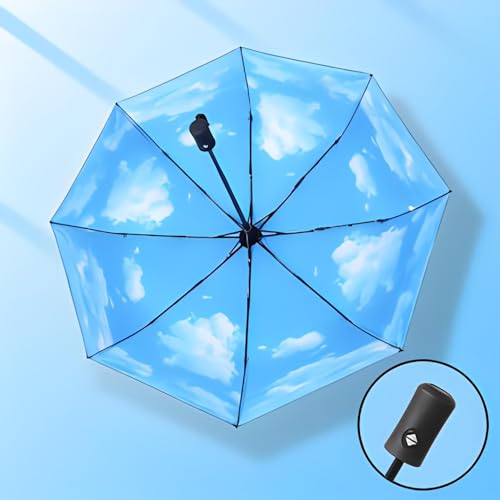 SIEPASA Windproof Travel Compact Umbrella-Automatic Umbrellas for Rain-Compact Folding Umbrella, Travel Umbrella Compact, Small Portable Windproof Umbrellas for Men Women Teenage. (Sky)