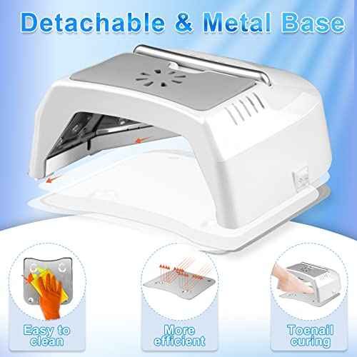Professional UV Led Nail Lamp Cordless, 72W UV Lights for Gel Nails with Fan, IMENE Rechargeable Nail Dryer with Portable Handle Perfect for Salon Home Nail Art (White)
