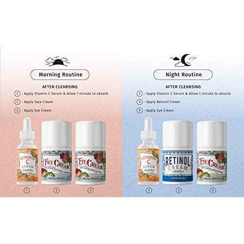 LilyAna Naturals Skincare Gift Set - Retinol Cream, Vitamin C Serum, Eye Cream and Face Cream Moisturizer - Anti Aging Skin Care Sets for Women