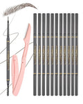 Dark Brown Eyebrow Pencil 12-Pack with Razors & Brush