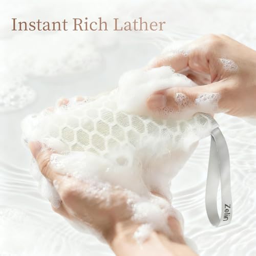 Small Black and White Soap Saver Bags Set - Dual-Layer Exfoliating Pouches