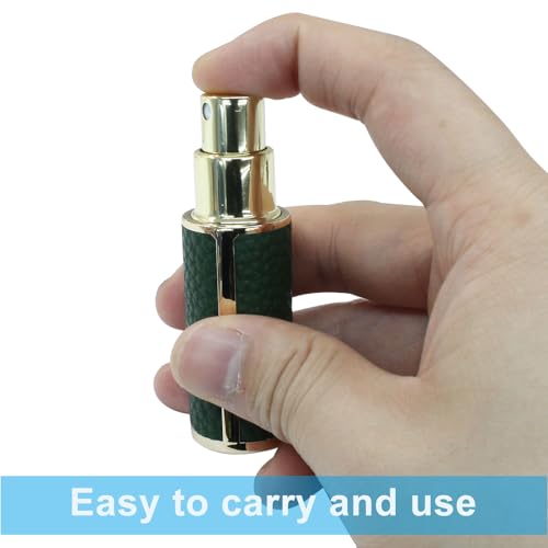 Travel Perfume Bottles Set - 3 Refillable Leak-Proof Mini Dispensers in White, Black, Green