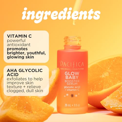 Pacifica Beauty | Glow Baby Vitamin C Trial + Value Kit | 3-Piece Skin Care Gift Set | Travel Friendly | Brightening Face Serum, Face Wash/Cleanser, Under Eye Patches | Glycolic Acid, AHA | Vegan