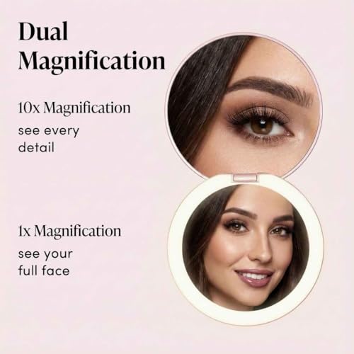 Fancii LED Lighted Makeup Mirror 1x/10x Magnification Rose Gold