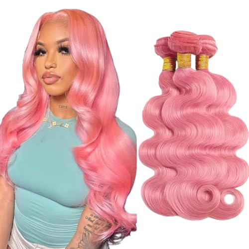 Pink Body Wave Human Hair Bundles 3 Pack 150g