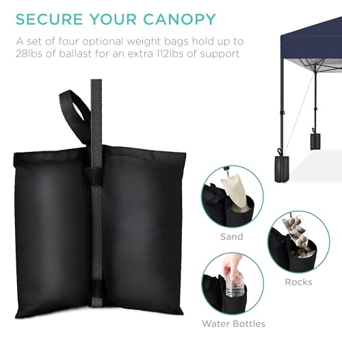 Best Choice Products 10x10ft 1-Person Setup Pop Up Canopy Tent Instant Portable Shelter w/ 1-Button Push, Case, 4 Weight Bags - Blue