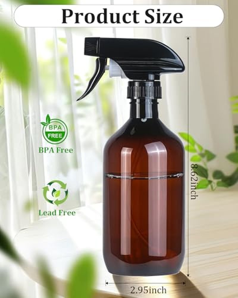 360° Spray Bottles 2-Pack, 16 oz Adjustable Nozzle, Leak-Proof