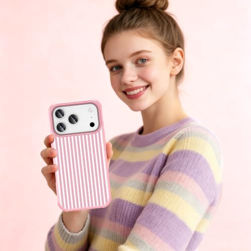 Pink Glitter Striped Case for iPhone 17 Pro Max - Slim & Shockproof