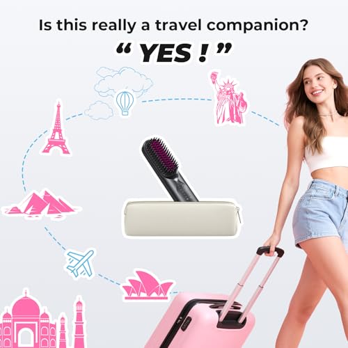 Bopcal Cordless Hair Straightener Brush - Mini Portable Ionic Comb