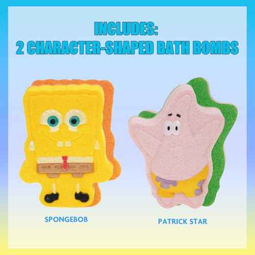 Spongebob Squarepants 2 Pack Peach Scented Bath Bombs, Non-Toxic Character Molded Bath Bombs, Fun and Bright Colors, for Girls Boys Kids Birthday Gifts, by Townley Girl