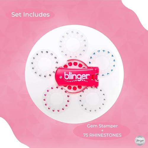 Blinger Diamond Starter Set Diamond Pink | Gem Stamper Kit with 75 Rhinestones