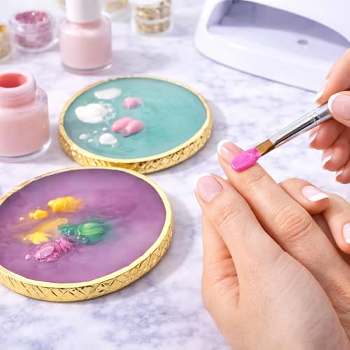 Resin Nail Art Palette with Gold Edge - Gel Polish Mixing Board