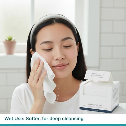 XL Disposable Face Towels - 50 Count, Ultra Soft Viscose for Cleaning