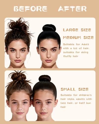 Hair Bun Maker Kit - 4 Donut Sock Buns, Elastic Bands & Pins