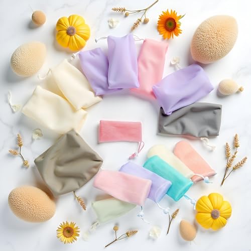 6 Pack Exfoliating Mesh Soap Pouches for Body & Facial Cleansing