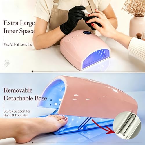 Pink 96W Cordless UV LED Nail Lamp with 4 Timers & Auto Sensor - Nailartane