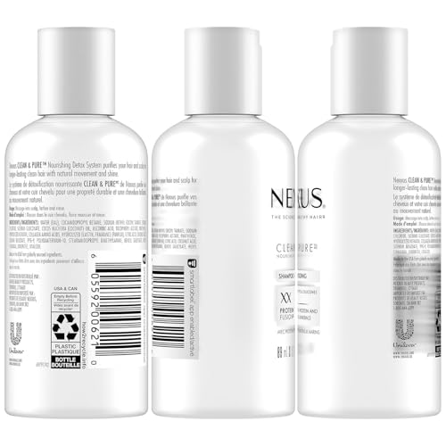 Nexxus Travel Shampoo and Conditioner, Clean & Pure ? Hair Products with Elastin Protein and Marine Minerals, Sulfate-Free, 3 Oz Ea