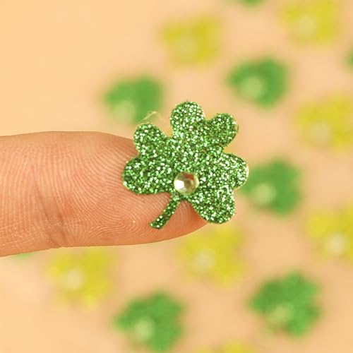 50pcs St. Patrick's Day Face Jewelry Green Shamrock Rhinestones Face Tattoo Sticker for Women and kids 3D self-adhesive Green Face Gems for Face Nail Makeup Decoration