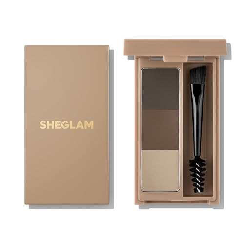 SHEGLAM Puff Brow Palette Eyebrow Powder Waterproof Long Lasting Eyebrow Filler Contour-Brown