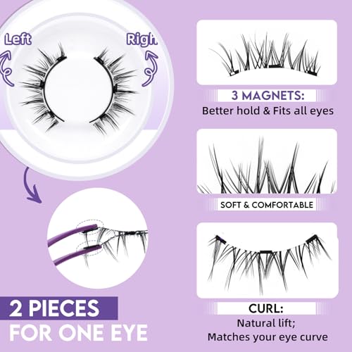 Magnetic Eyelashes with Applicator - Reusable, Glue-Free, Natural Look