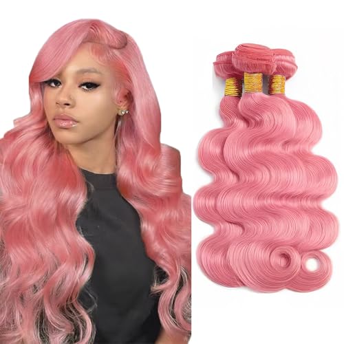 FuivJuix Pink Body Wave Hair Bundles - 24, 26, 28 Inch, 3 Pack