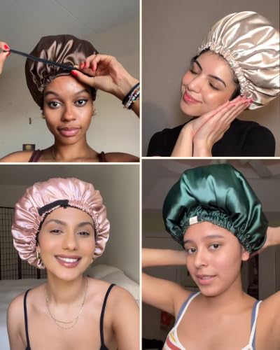 YANIBEST Double Layer Adjustable Satin Bonnet for Curly Hair