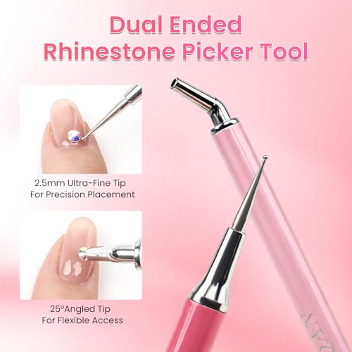 BQAN Dual-Ended Rhinestone Picker Tool with 4 Wax Clays for Nail Art