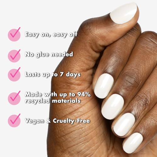Olive & June Super Stick Press-On Nails, Cloud Chrome, Extra Short