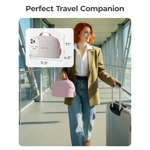 BAGSMART Travel Makeup Bag for Women, Portable Fold-down Cosmetic Case, Puffy Padded Make Up Organizer Pouch, Water-resistant Toiletry Bag for Toiletries, Brushes, Black